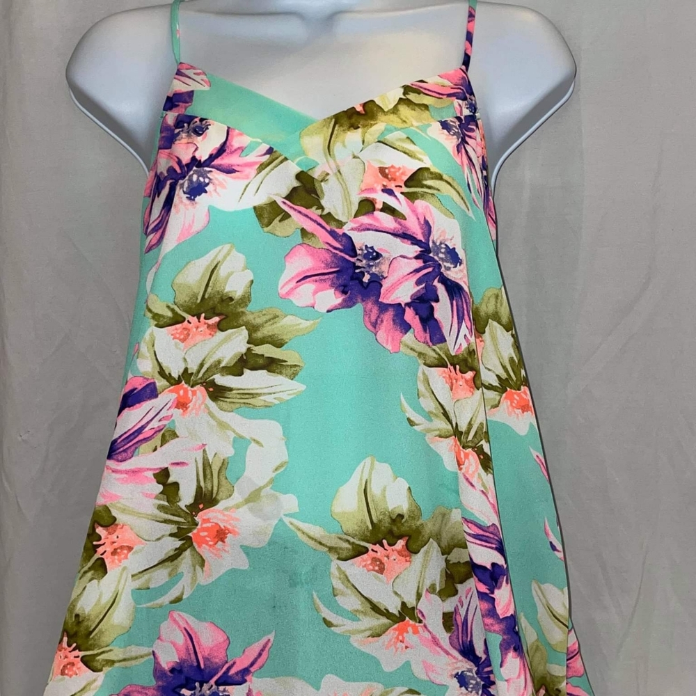 Mint green Floral Tank Top